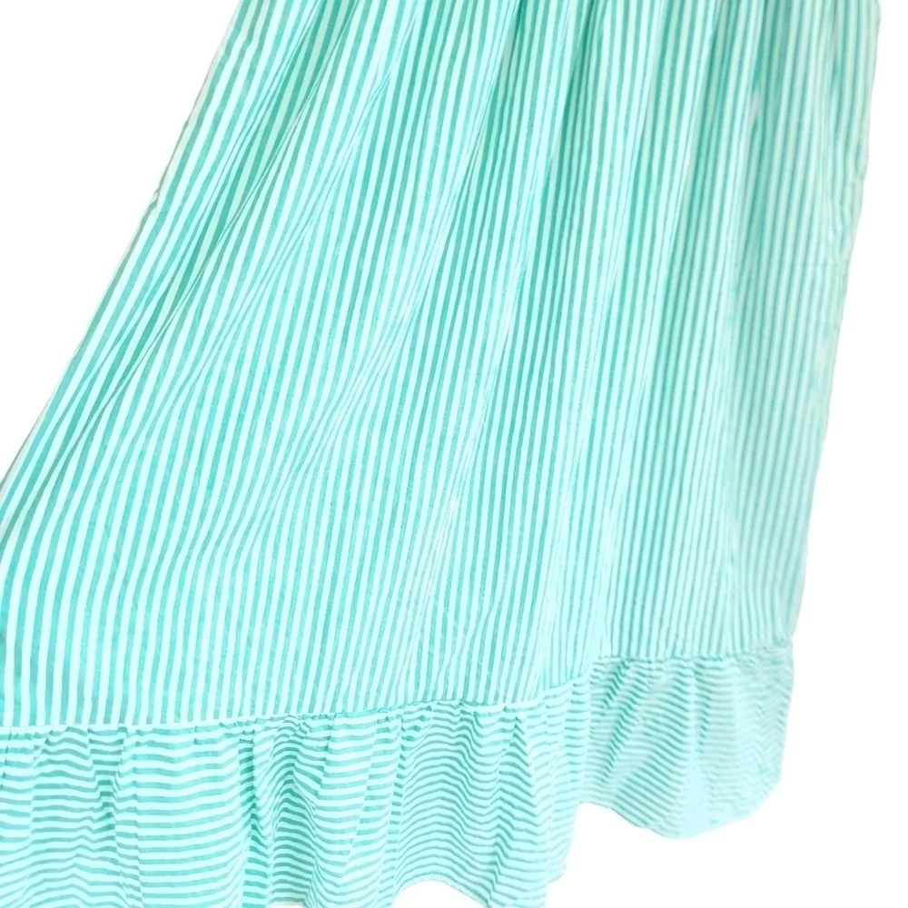 DUFFIELD Lane Teal Striped Midi Dress - Picture 4 of 11